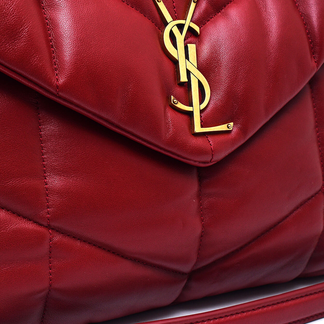 Saint Laurent -Cherry Smooth Leather Medium Loulou Puffer Flap Bag